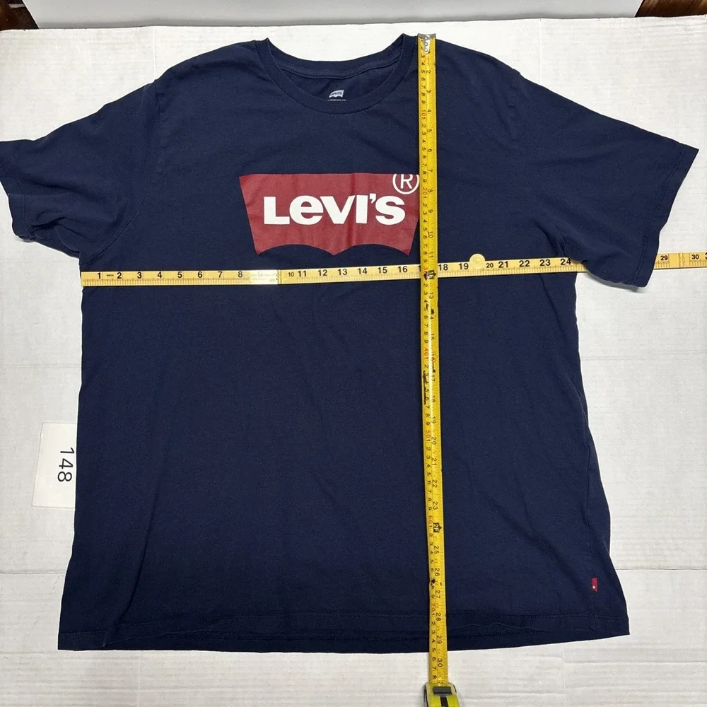 Levis Mens 3XL Navy Blue Red Batwing Logo Graphic T-Shirt